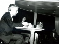 Hugo P. Castello y Alfredo Lichter, Presidente y Secretario de la Primera Reunión de Expertos en Mamíferos Acuáticos de América del Sur. Buenos Aires 1984.