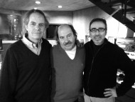 Litto Nebbia, Leo Sujatovich y Alfredo Lichter en el estudio de Leo durante la grabación del DVD para 11 (vidas).