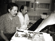 Con Litto Nebbia durante la grabación de "Canciones desde Península Valdés". Marzo, 2002.