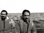 Junto a "Manolo" Arias en aguas del Golfo San José. Octubre, 1990.